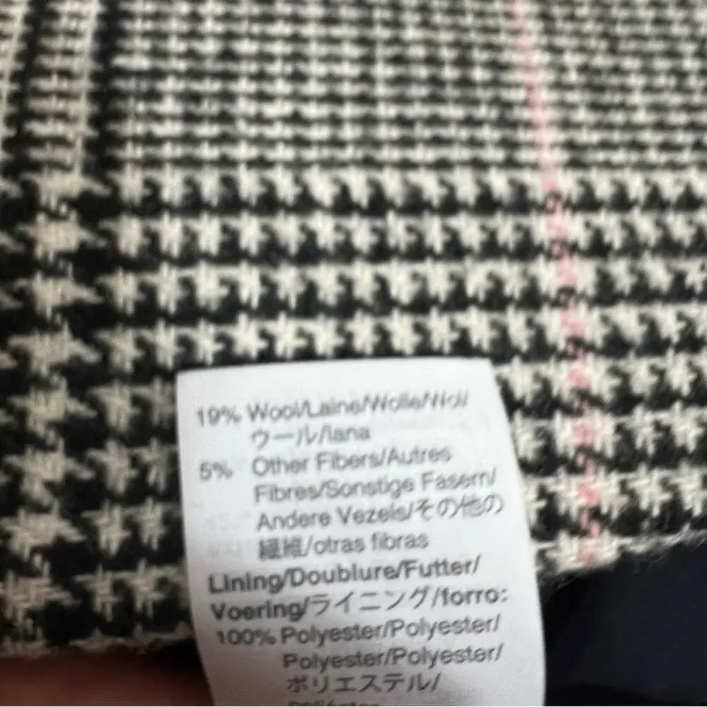 J. Crew Boyfriend Blazer Jacket Glen Plaid black white pink Sz 6